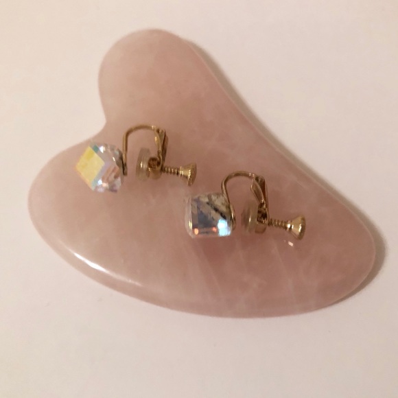 Tokyo Iridescent Cubic Stud Clip On Earrings - Picture 2 of 3